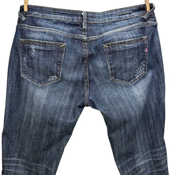 Vigoss Womens The Jagger Skinny Stretch Denim Distressed Embroidered Size 32x31 - Picture 8 of 13